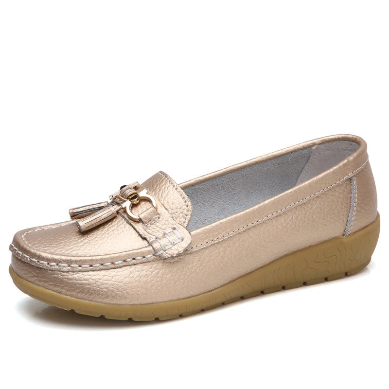 Genuine Leather Wedge Casual Shoes Ballerina