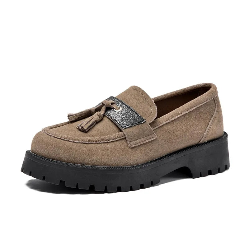 Shoes Female Suede Genuine Leather  British Style Spring