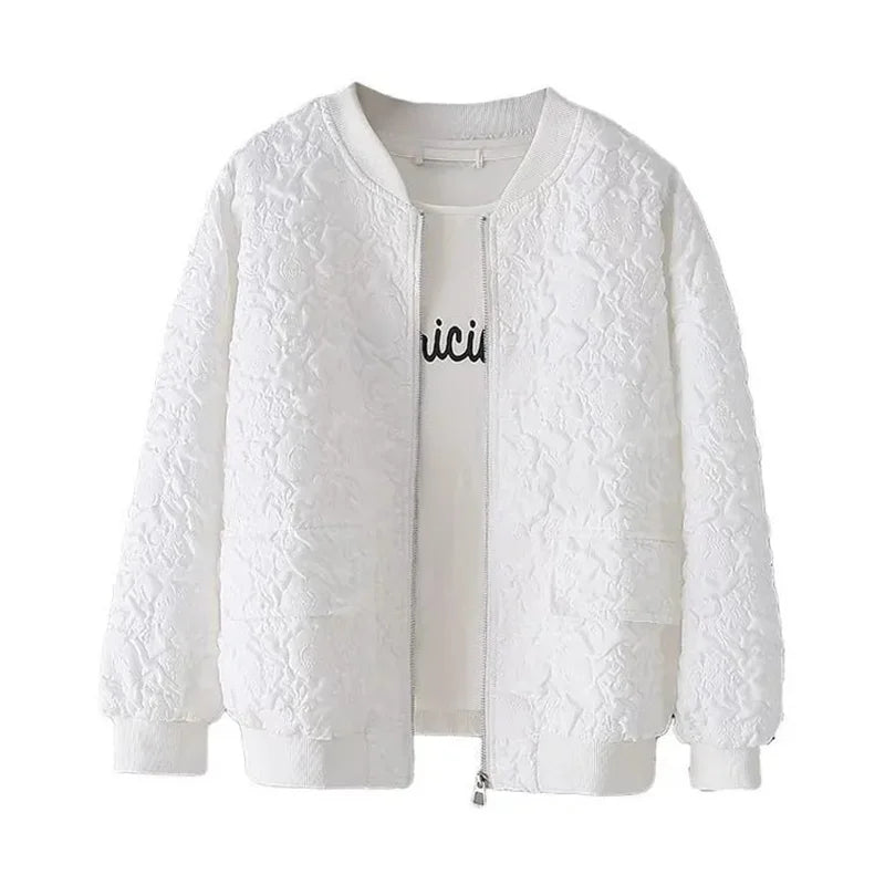 Casual White Jacket Top Female Cardigan Zipper