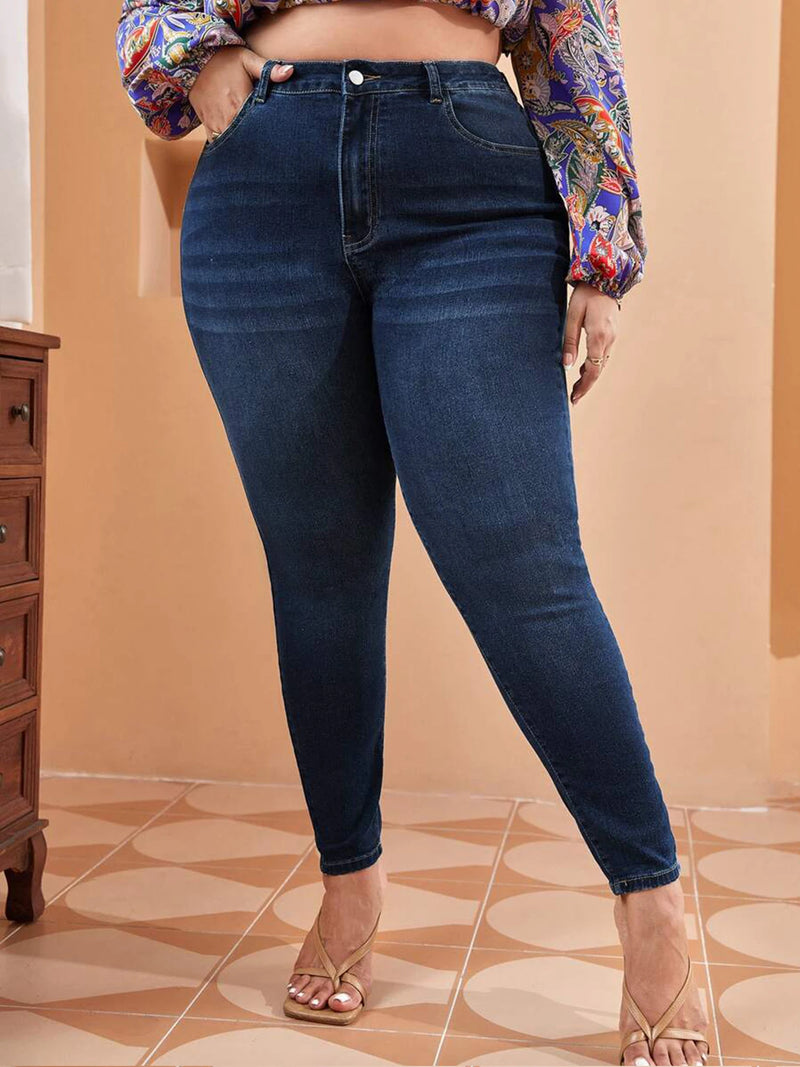 Plus Size Skinny Jeans High Waist Stretch