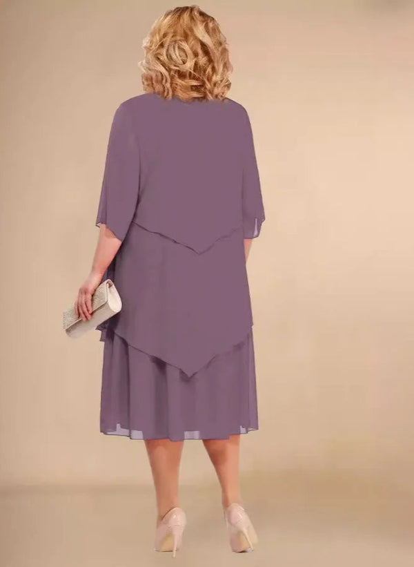 Plus Size Elegant Chiffon Dress Irregular