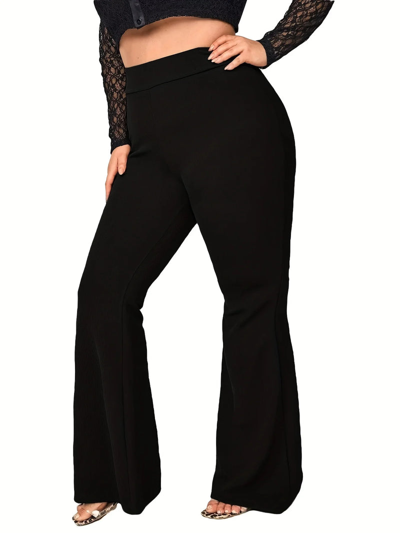 Plus-size British street style fashion flared pants