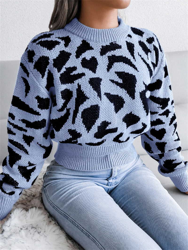 Collection Short Knitted Pullover Sweater Long Sleeve Top