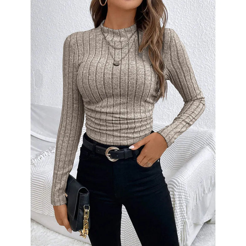 T-Shirts Autumn Fashion Plain Elasticity Long Sleeve Skinny
