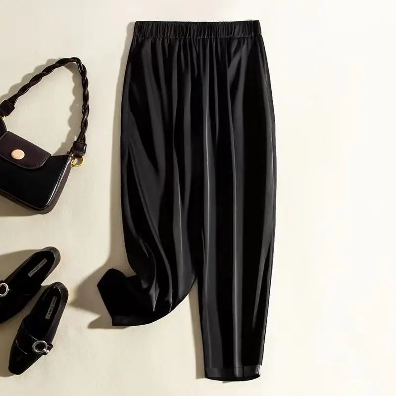 Silk Smooth Wrinkle Straight Pants