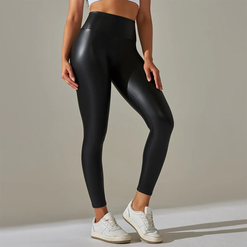 Leggings, High Waisted Tight and Sexy PU Leather Pants
