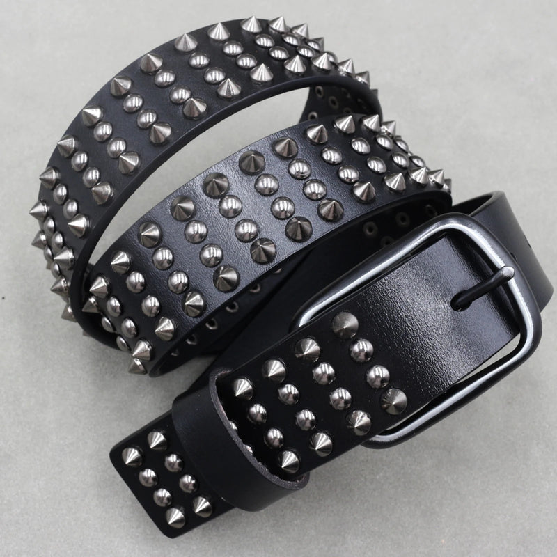 Nice Rivet Genuine Leather Belt Goth Style