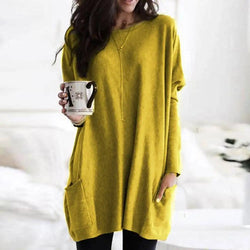 Long Sleeve Pocket Tunic Tops Blouse Casual