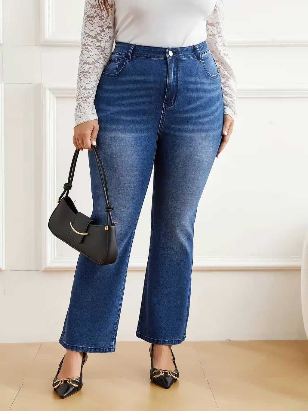 Women's plus size Denim flared pants - Additional View 3