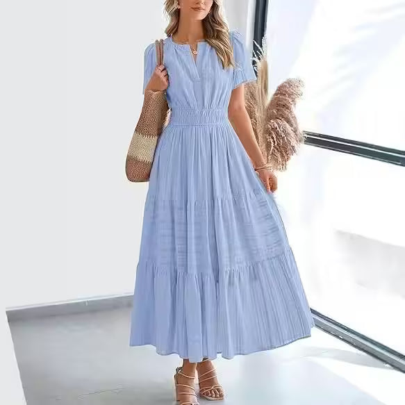 pleated maxi dress