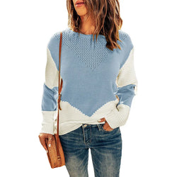 Neck Contrasting Base Sweater Pullover