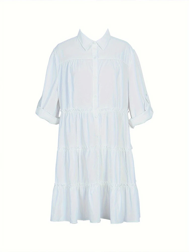 Plus Size Spring Loose Casual Button Dress