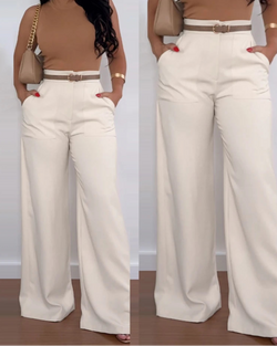 Pocket Design Flared Pants Casual Loose Fit