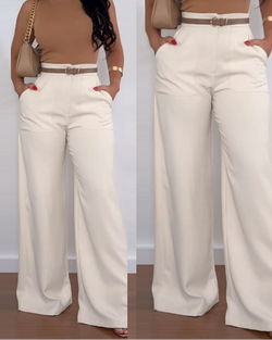 Pocket Design Flared Pants Casual Loose Fit