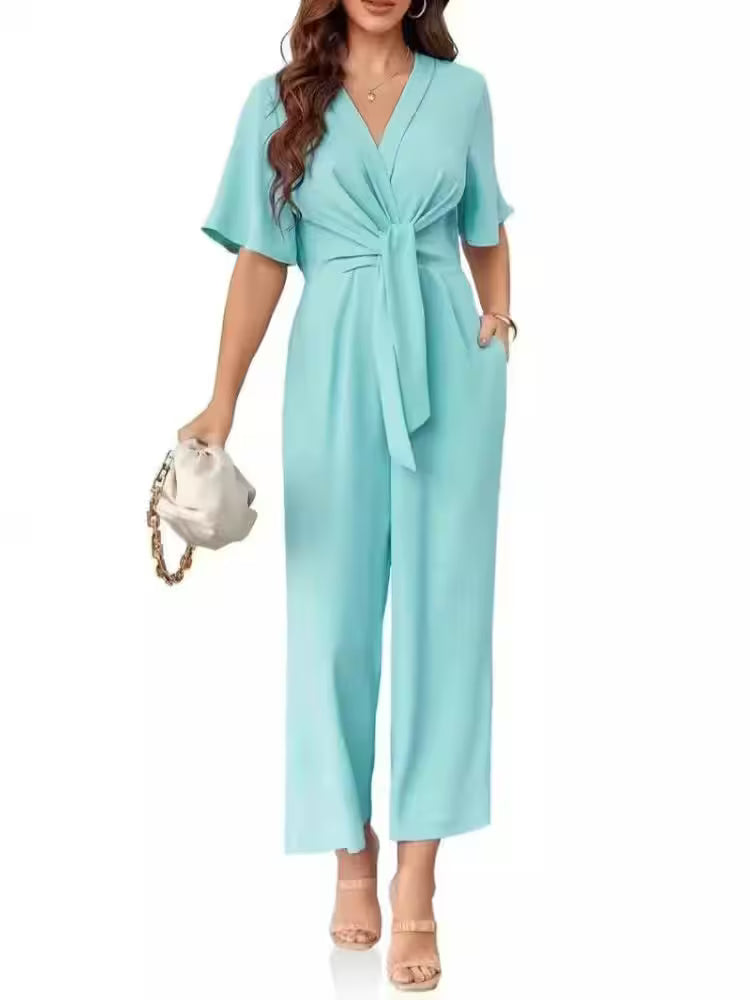 Jumpsuit Casual Solid Color Short Sleeved - Additional View 9