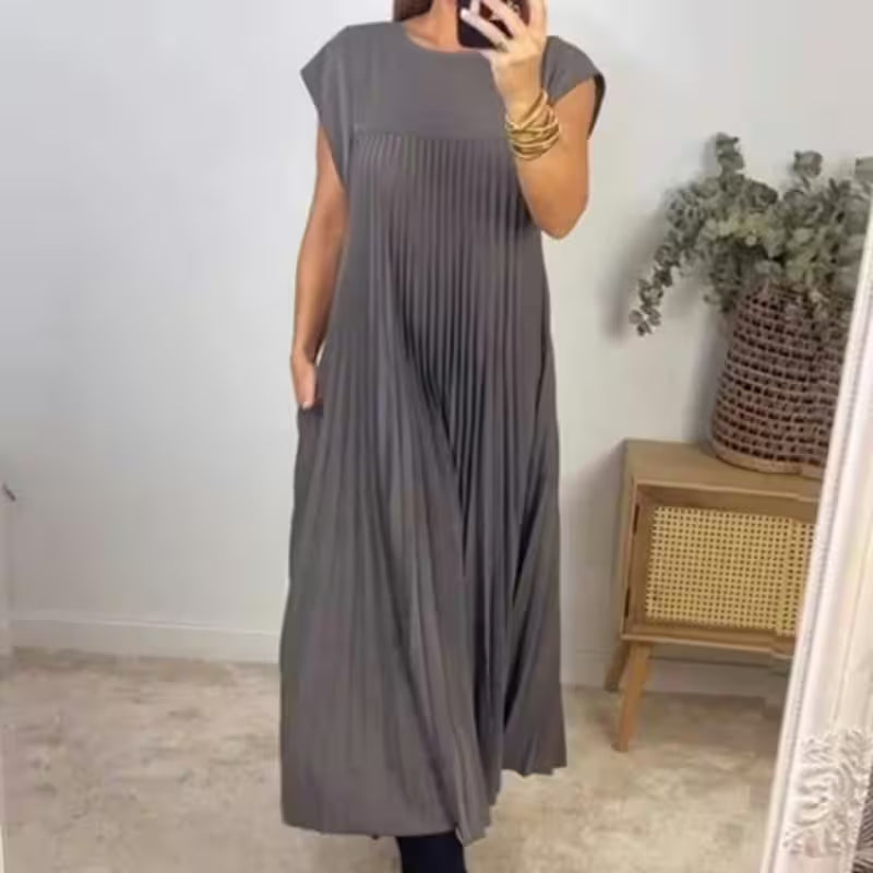 Spliced Pleated Maxi Dress - Women's Fashion - View 5