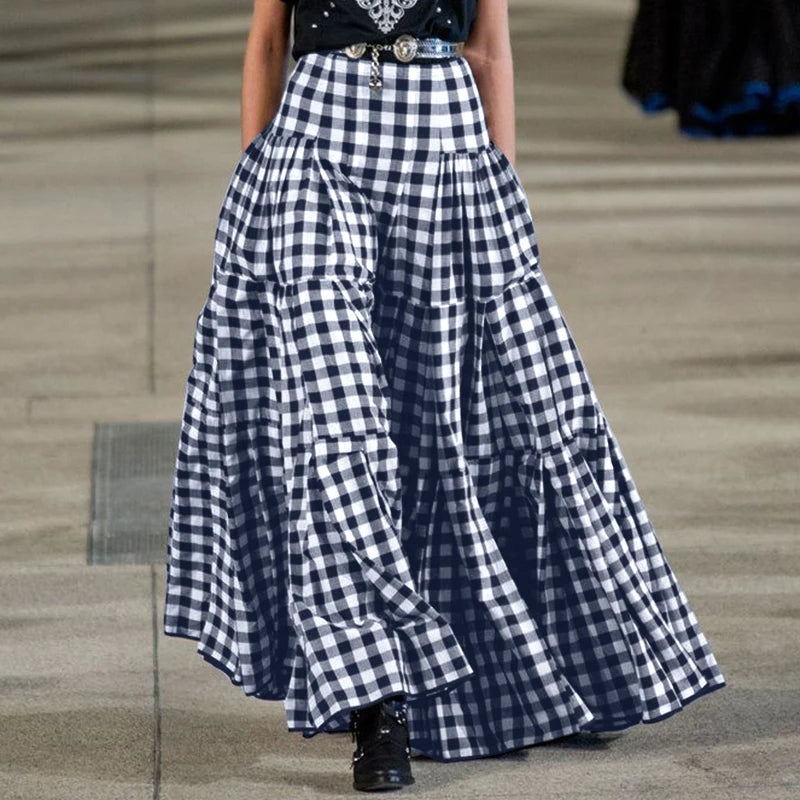 Plus Size 5XL Skirts Summer A Line Plaid