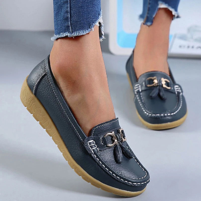 Genuine Leather Wedge Casual Shoes Ballerina