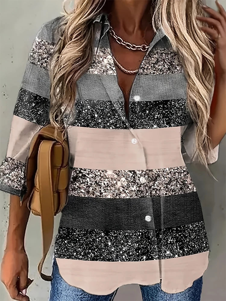 Plus Size Loose Commuter Five-Quarter Sleeve Top