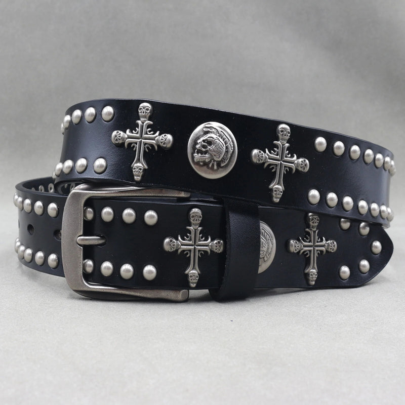 Nice Rivet Genuine Leather Belt Goth Style