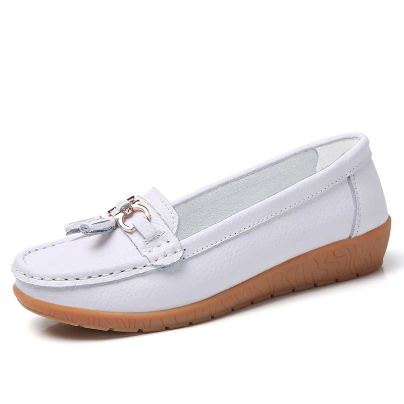 Genuine Leather Wedge Casual Shoes Ballerina