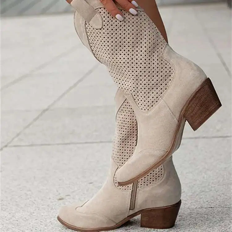 Mid-Calf Cowgirl Boots Casual Shoes