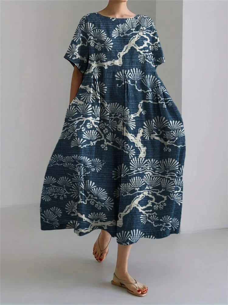 Plus Size Fresh Flower 3D Printed Round Dress S-5XL