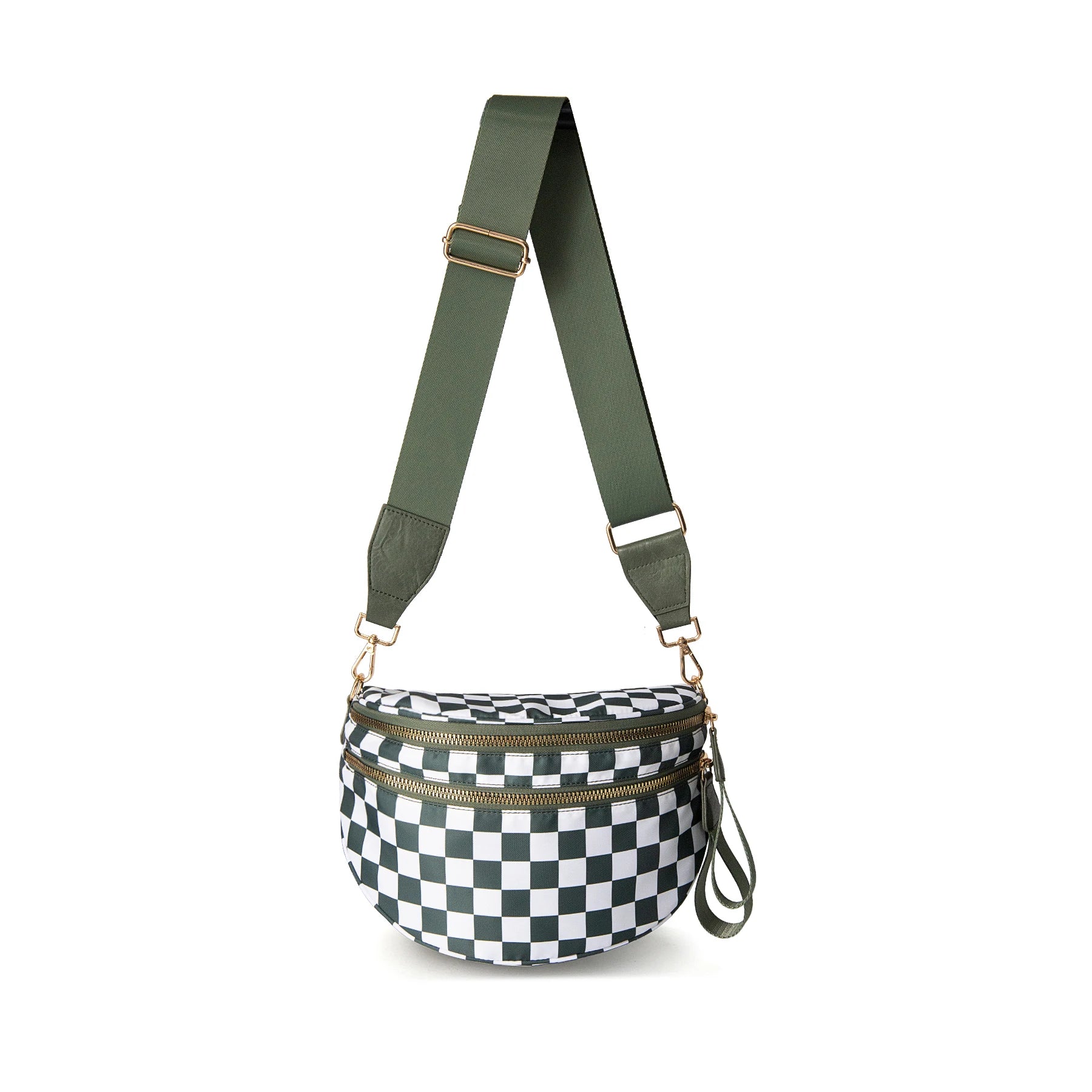 Checkered Bum Bag Crossbody - Lightweight Nylon Travel Bag for Women