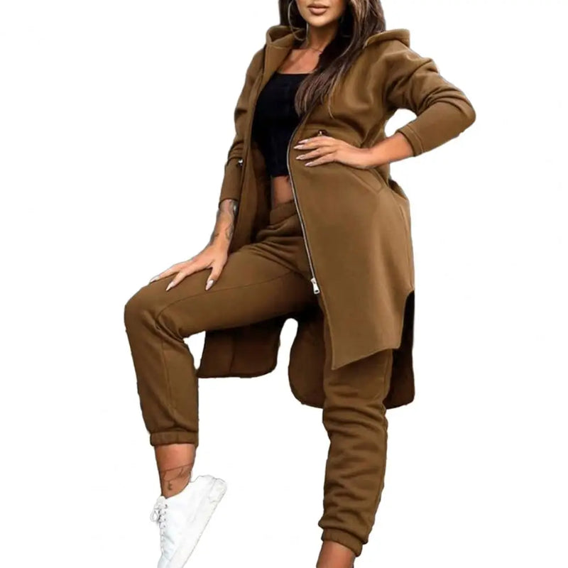 Pants Set Tracksuit Zipper Hooded Coat