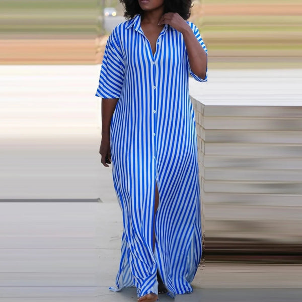 Plus Size Dresses Fashionable Casual Striped