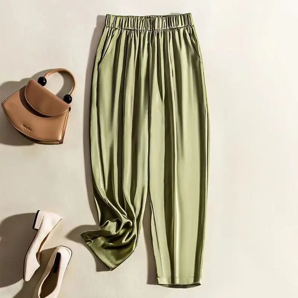 Silk Smooth Wrinkle Straight Pants
