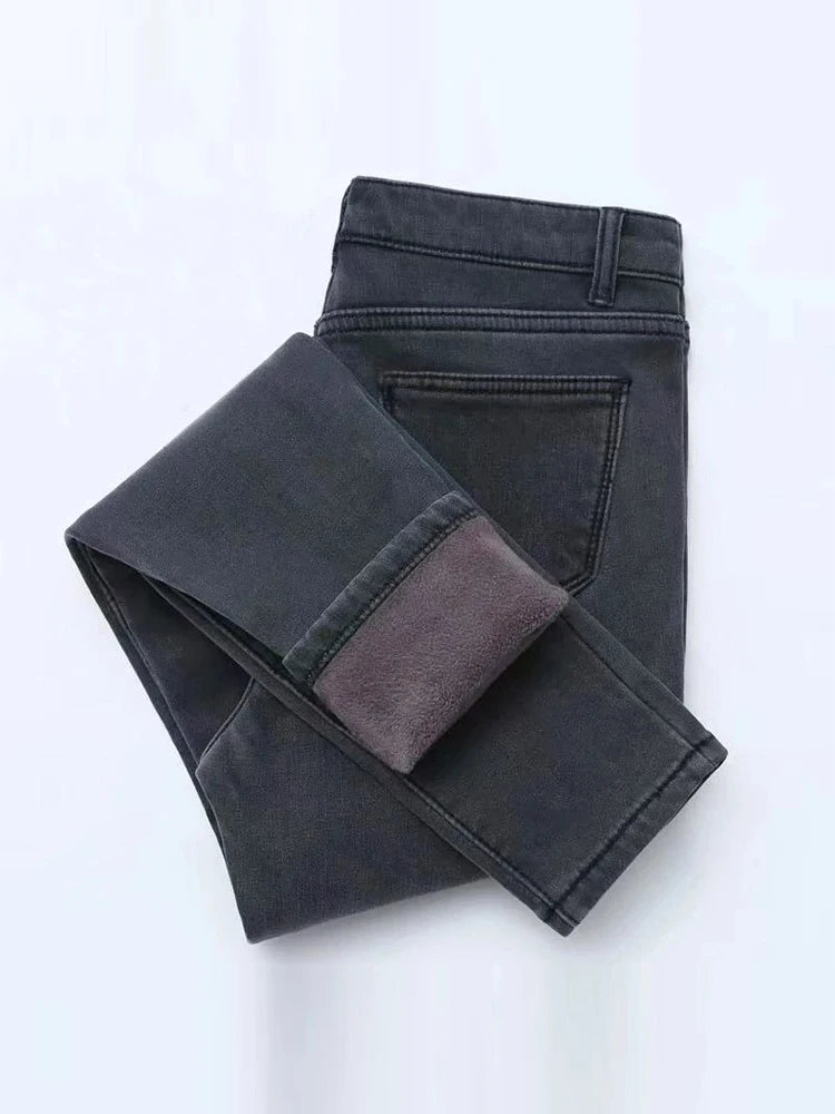 Winter high waist jeans skinny