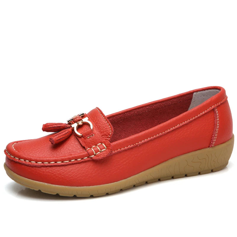 Genuine Leather Wedge Casual Shoes Ballerina