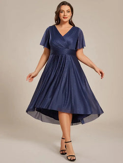 Plus Size Dress Short Sleeve V-Neck A-Line