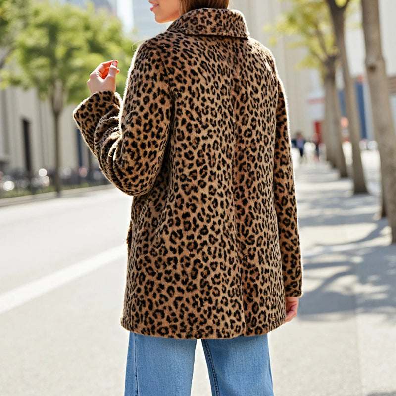 Jackets Leopard Single Button Long Sleeve Lapel Fashion