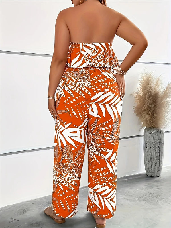 Plus Size Sexy Off Shoulder Ruffle Jumpsuits