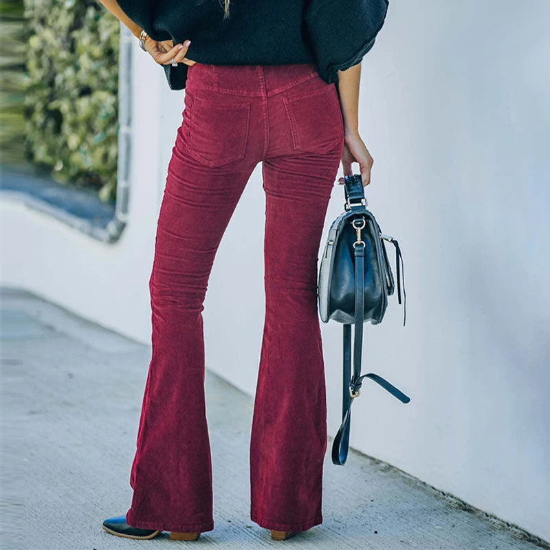 Skinny Trousers Lady Corduroy Elastic Waist