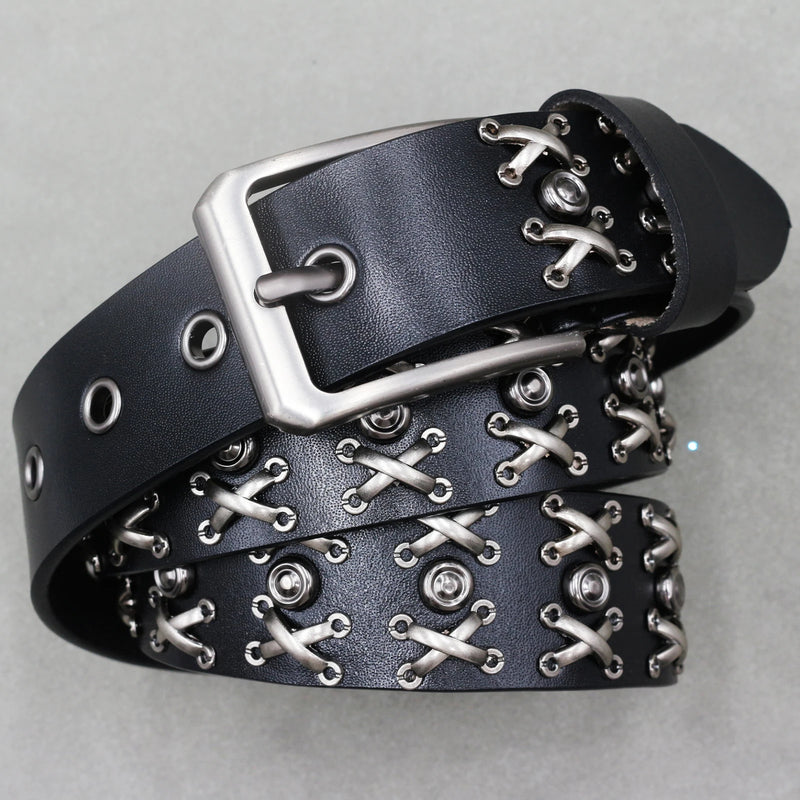 Nice Rivet Genuine Leather Belt Goth Style