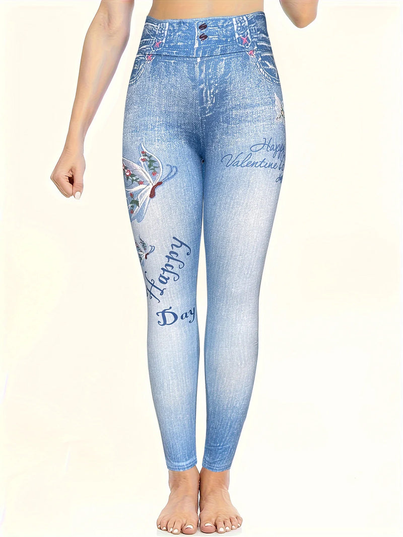 Butterfly Print Skinny Leggings