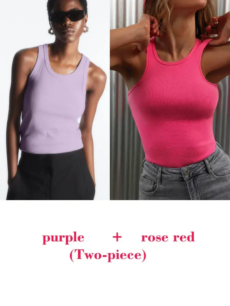 Tops Summer O Neck Tanks & Camis