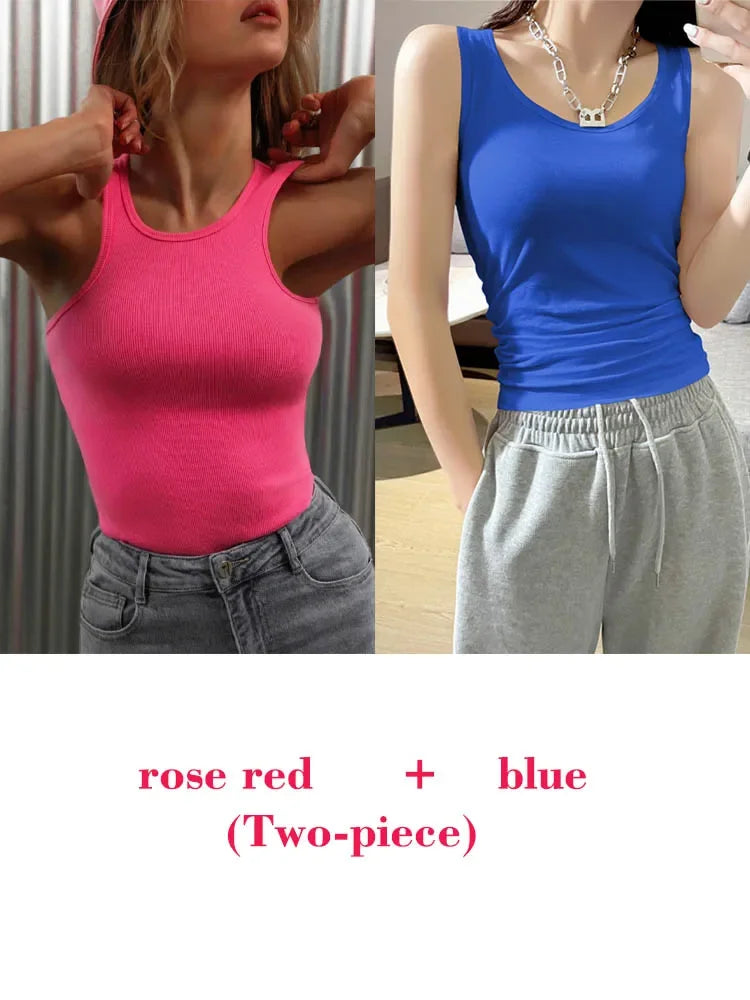 Tops Summer O Neck Tanks & Camis