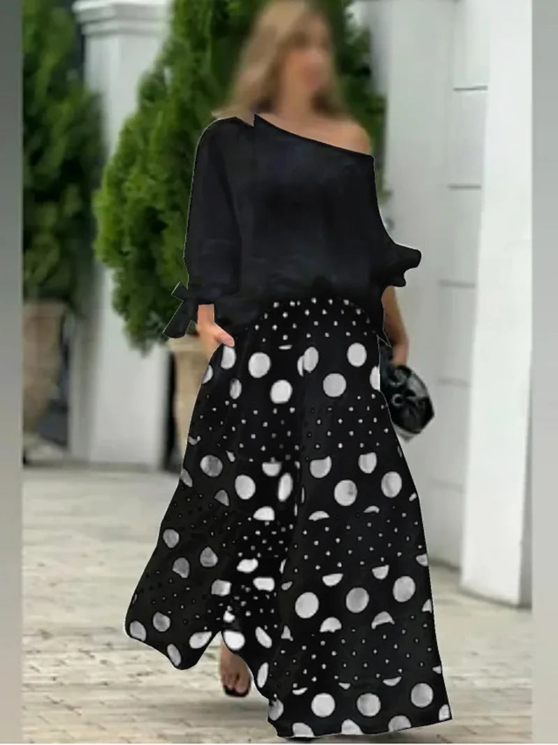 Spring Casual Print Two-piece Suit Elegant