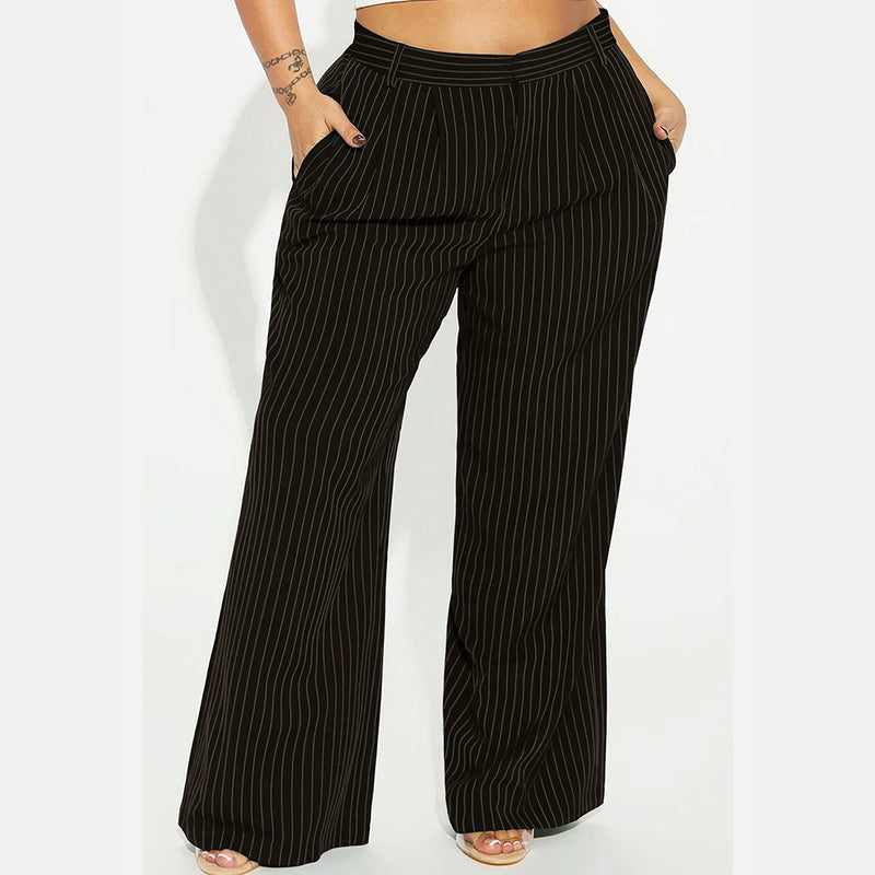 Ladies' plus sized spring loose straight leg casual pants