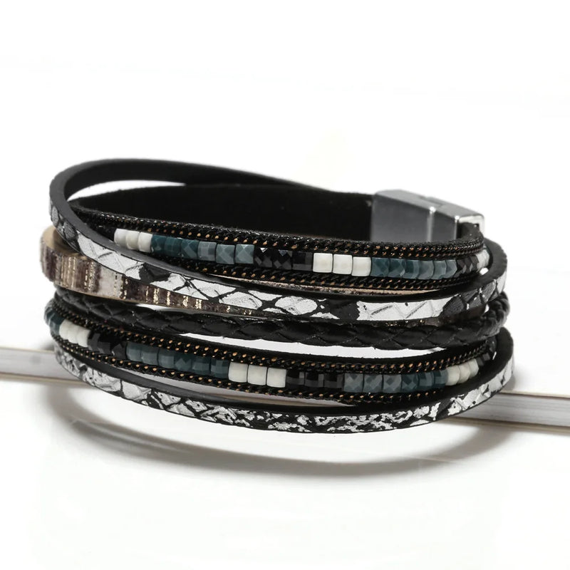 Multilayer Brown Leather Bracelet