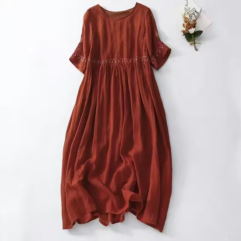 Retro Cotton Linen Dress Summer Loose - Women's Fashion - View 4