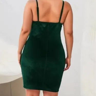 Plus Size Solid Ruched Cami Dress Casual