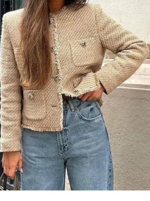 Chic Female Tweed Basic Jacket Coat