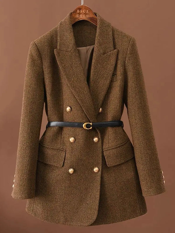 Coat Comes With Belt A Vintage Wool  Autumn And Winter