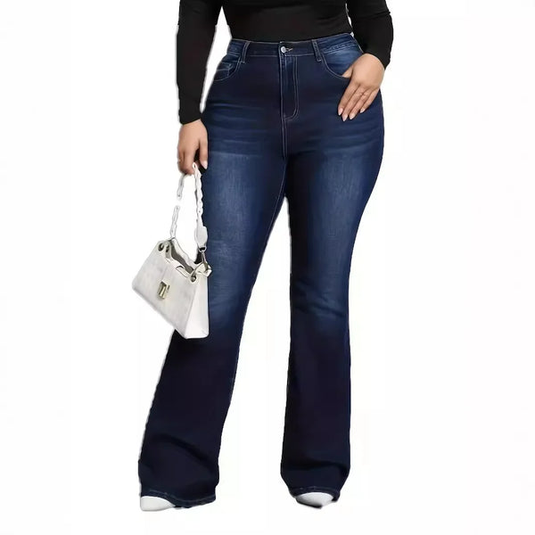 Plus Size Stretchy Flared Jeans Cross-Border