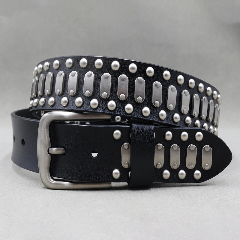 Nice Rivet Genuine Leather Belt Goth Style